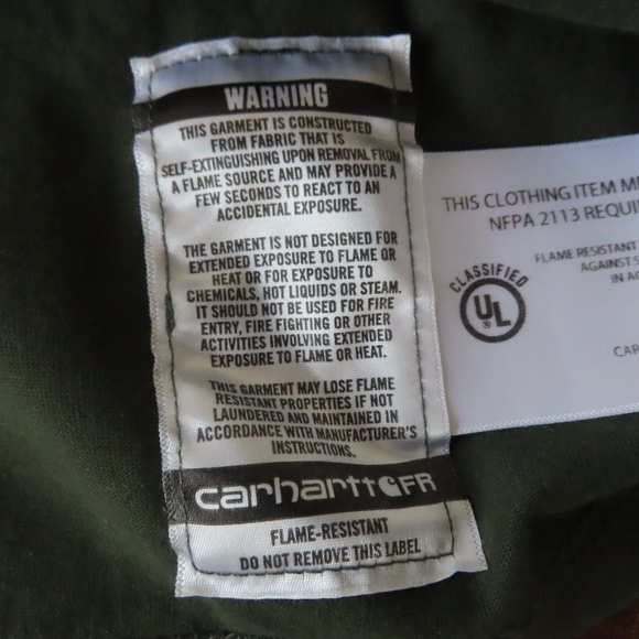 Carhartt Force FR Flame Resistant olive Mens Long Sleeve Crew T-Shirt 2XLT - Picture 6 of 7